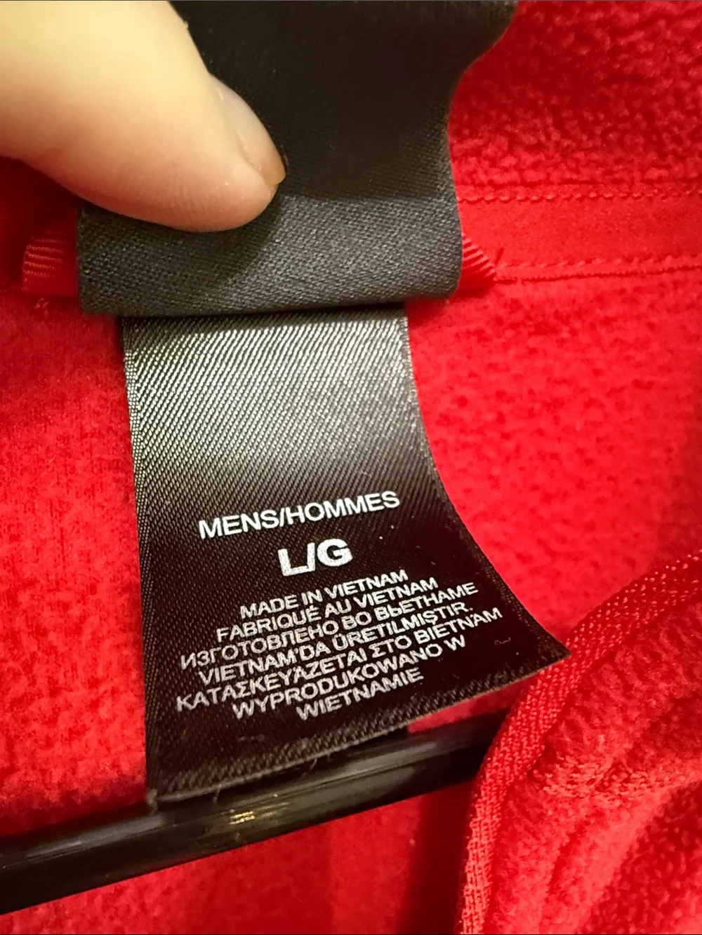 The North Face Men’s Red Lightweight Fleece Pullover with Black Chest Pocket